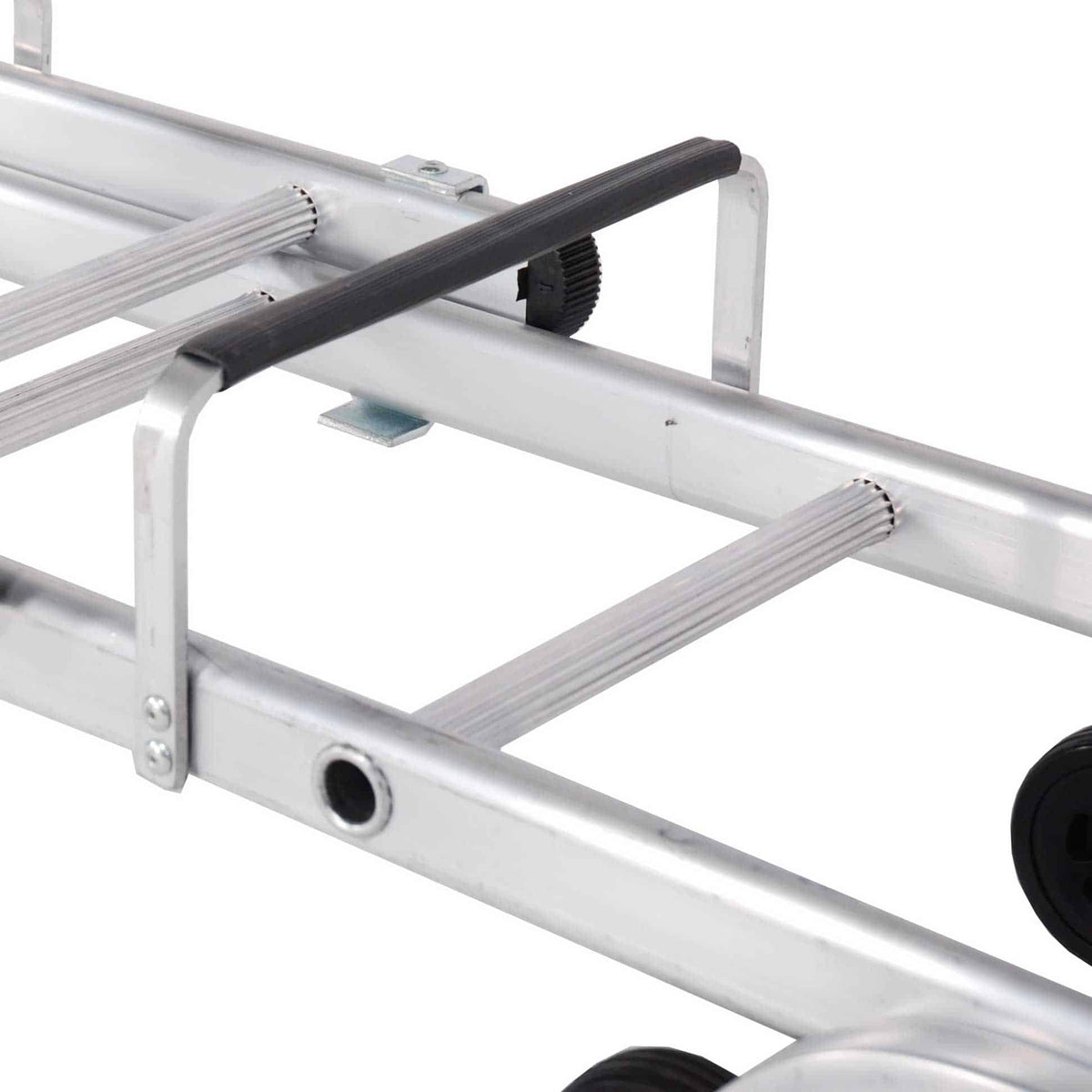 Aluminium roof ladder with rubber coated roof tile protection bearers
