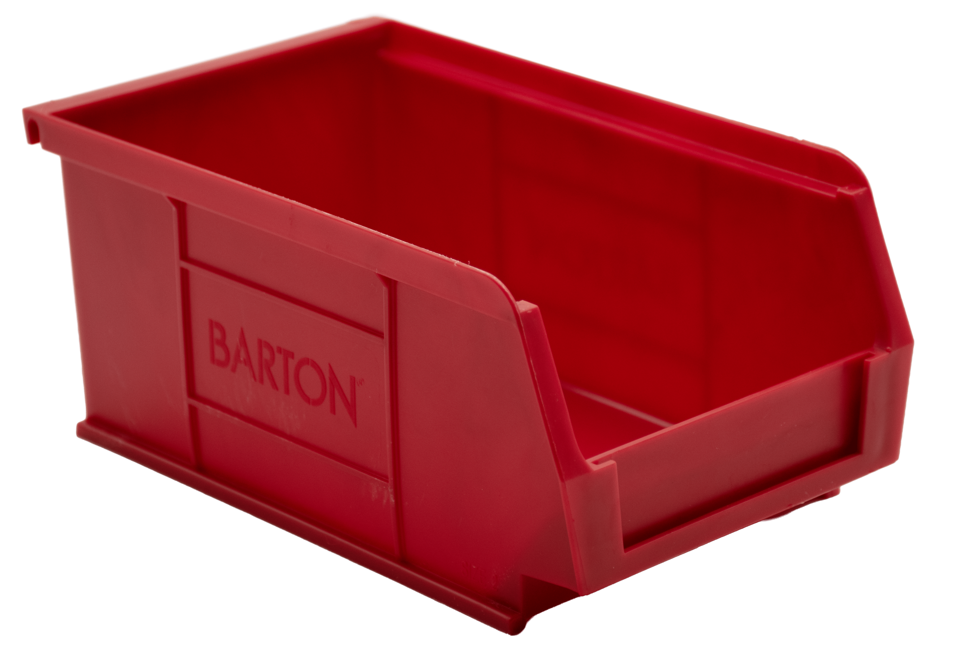 Red Barton TC2 storage bin for organising components, fixings, and small parts in industrial shelving.