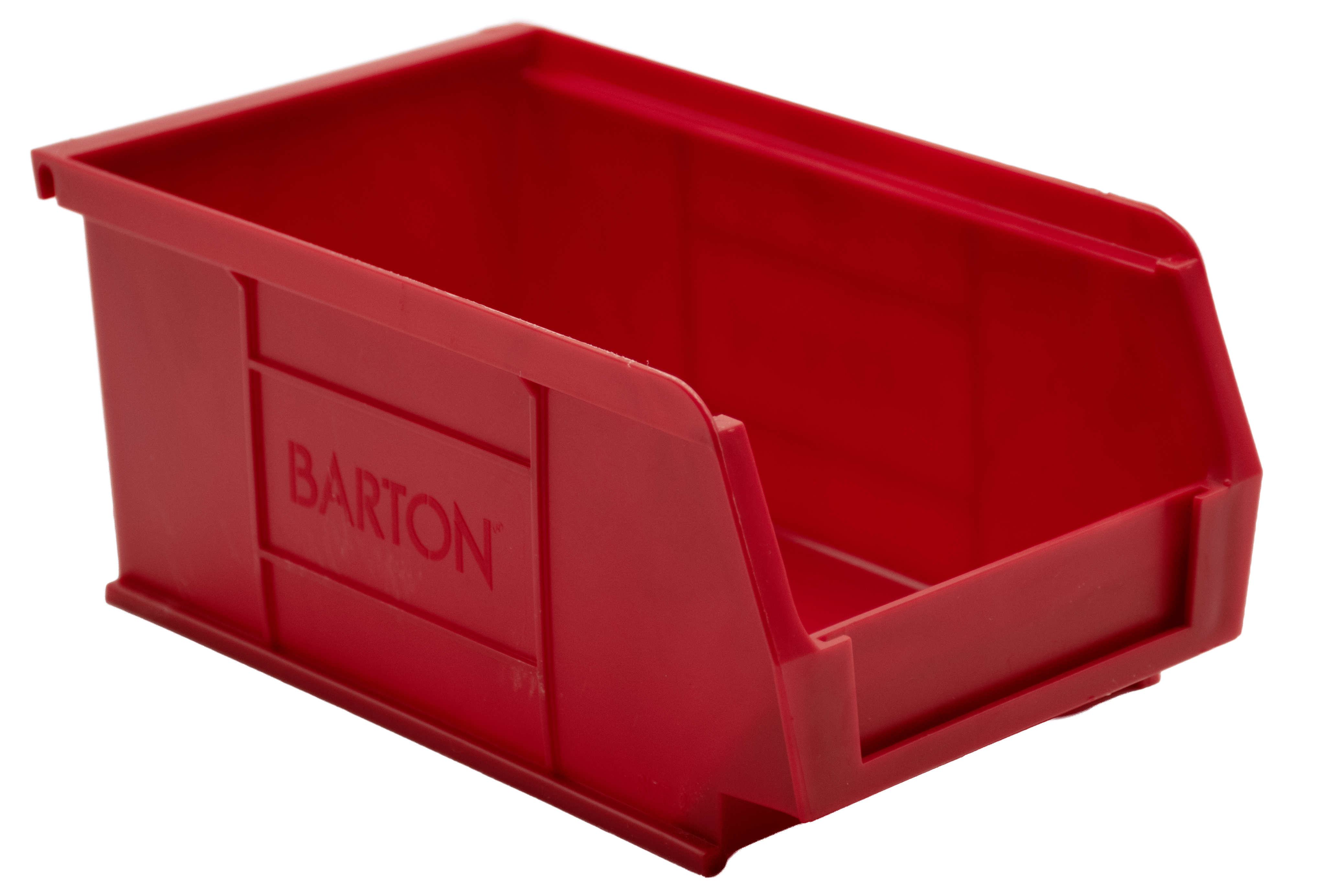 Red Barton TC2 storage bin for organising components, fixings, and small parts in industrial shelving.