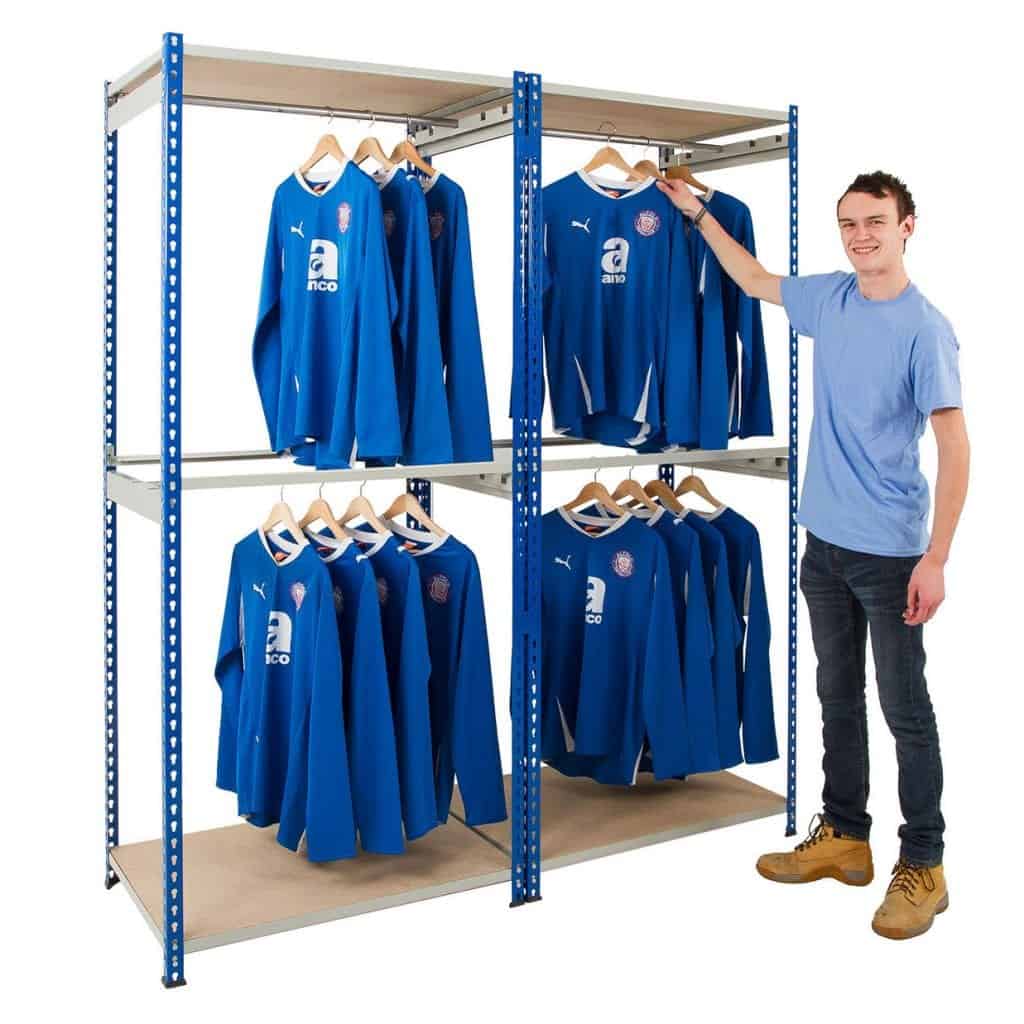 Single Rail Rivet Garment Racking 915mm Wide