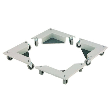 Set of four metal corner steel skates ideal for moving large, heavy items in warehouses, storerooms, factories and house moves.