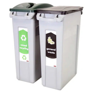 Rubbermaid Slim Jim Plastic Recycling Bin Starter Pack 2-Stream