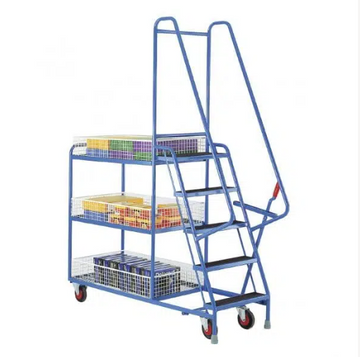 Step Tray Trolley with Removable Wire Baskets