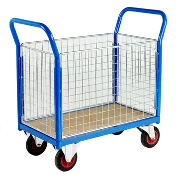 Small Deck Platform Truck with Four Mesh Sides