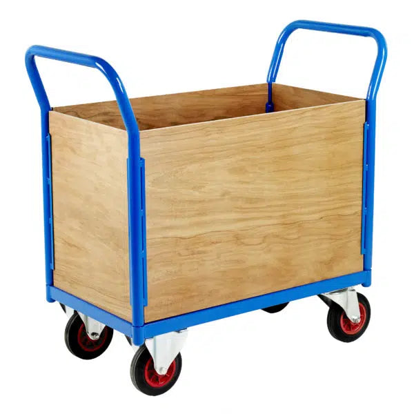 Small Deck Platform Truck with Four Plywood Sides
