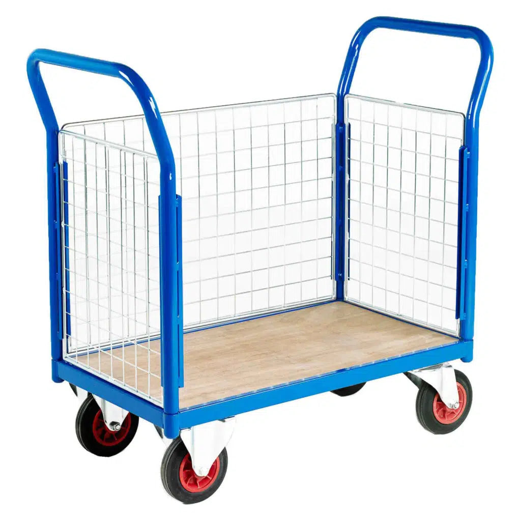 Small Deck Platform Truck with Three Mesh Sides