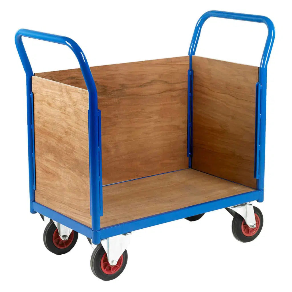 Small Deck Platform Truck with Three Plywood Sides