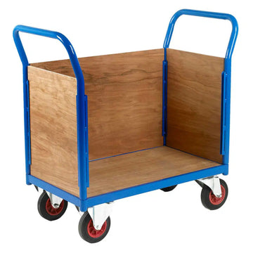 Small Deck Platform Truck with Three Plywood Sides