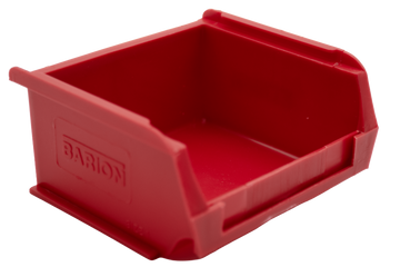 Red TC1 Barton plastic storage bin for warehouse shelving, small parts storage, and industrial workshop organisation.
