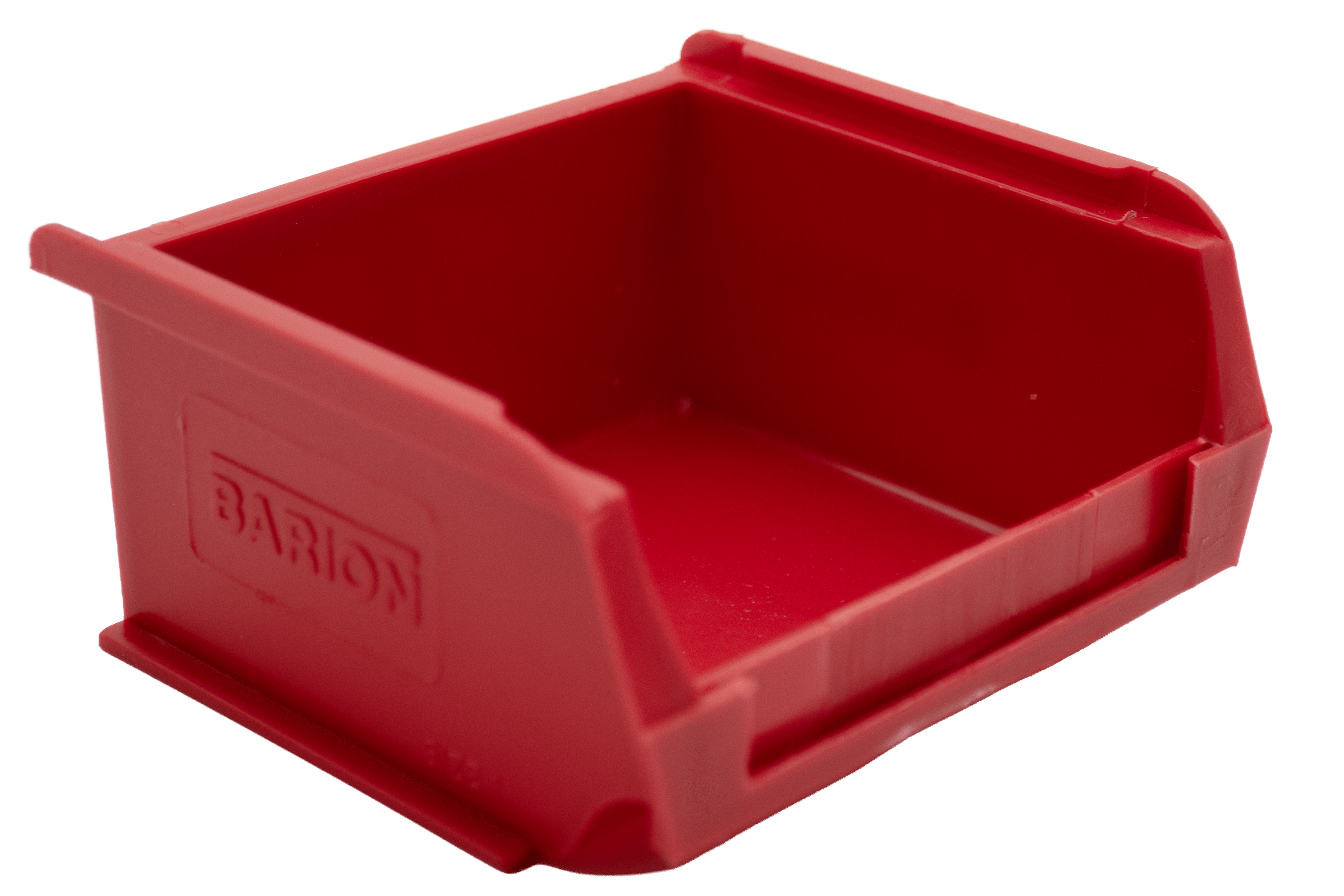Red TC1 Barton plastic storage bin for warehouse shelving, small parts storage, and industrial workshop organisation.