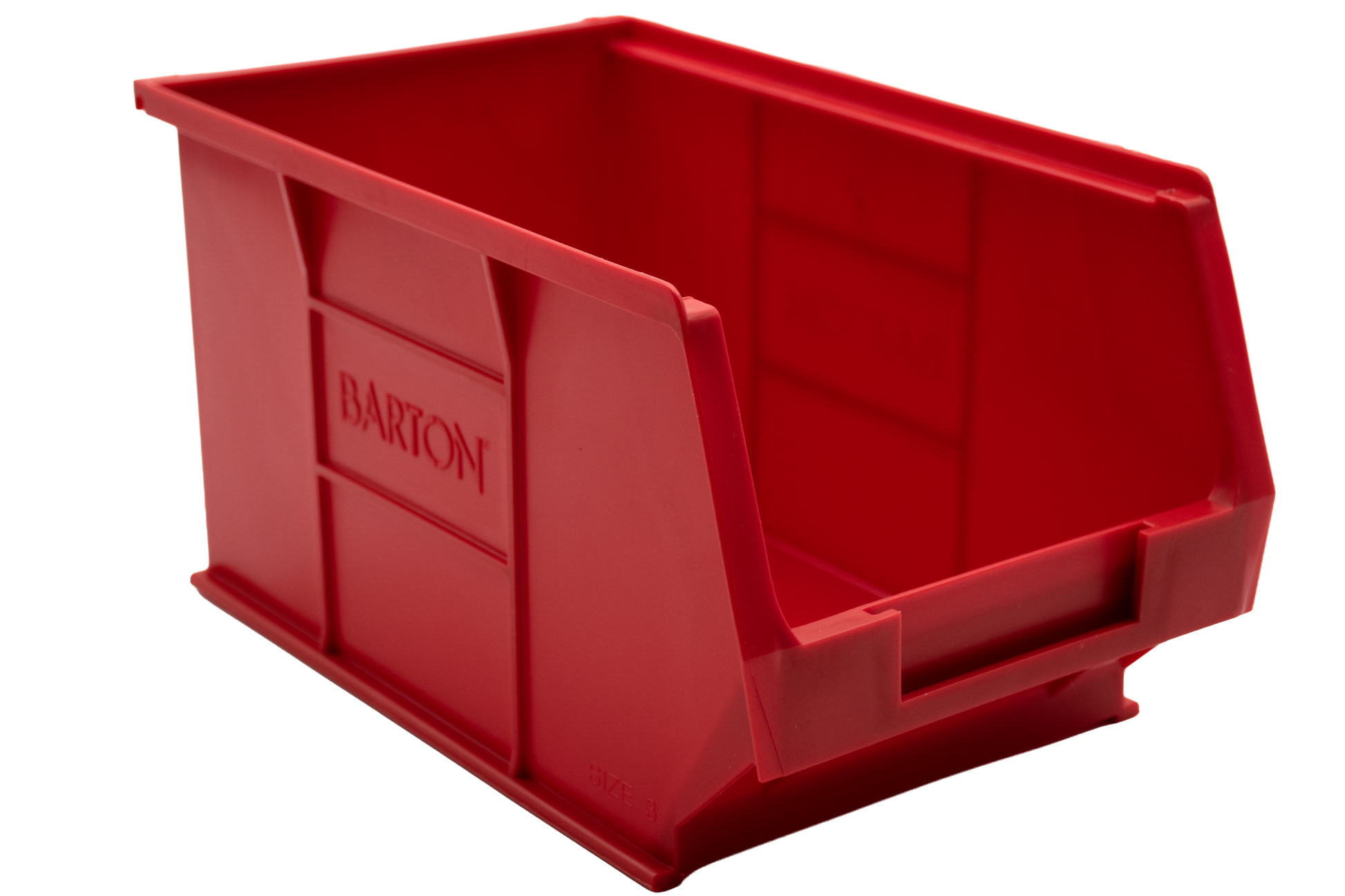 Red Barton TC3  plastic storage bin for organising components, fixings, and small parts on industrial shelving systems