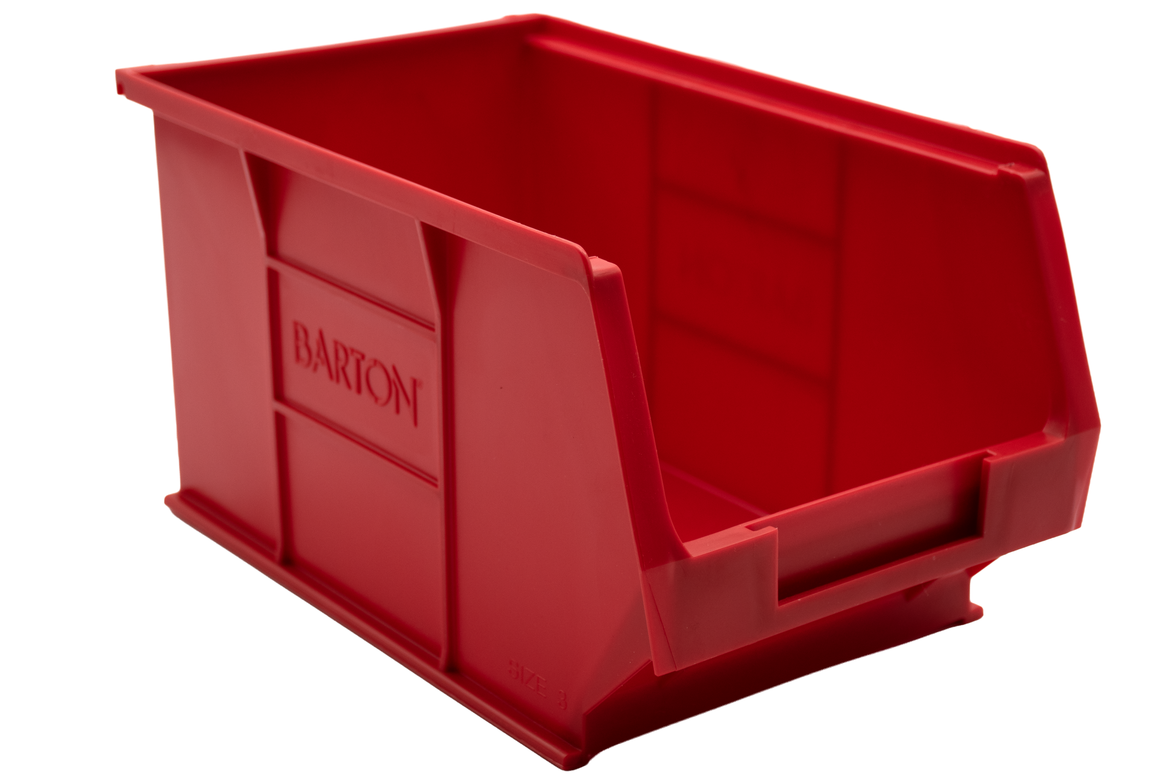 Red Barton TC3  plastic storage bin for organising components, fixings, and small parts on industrial shelving systems