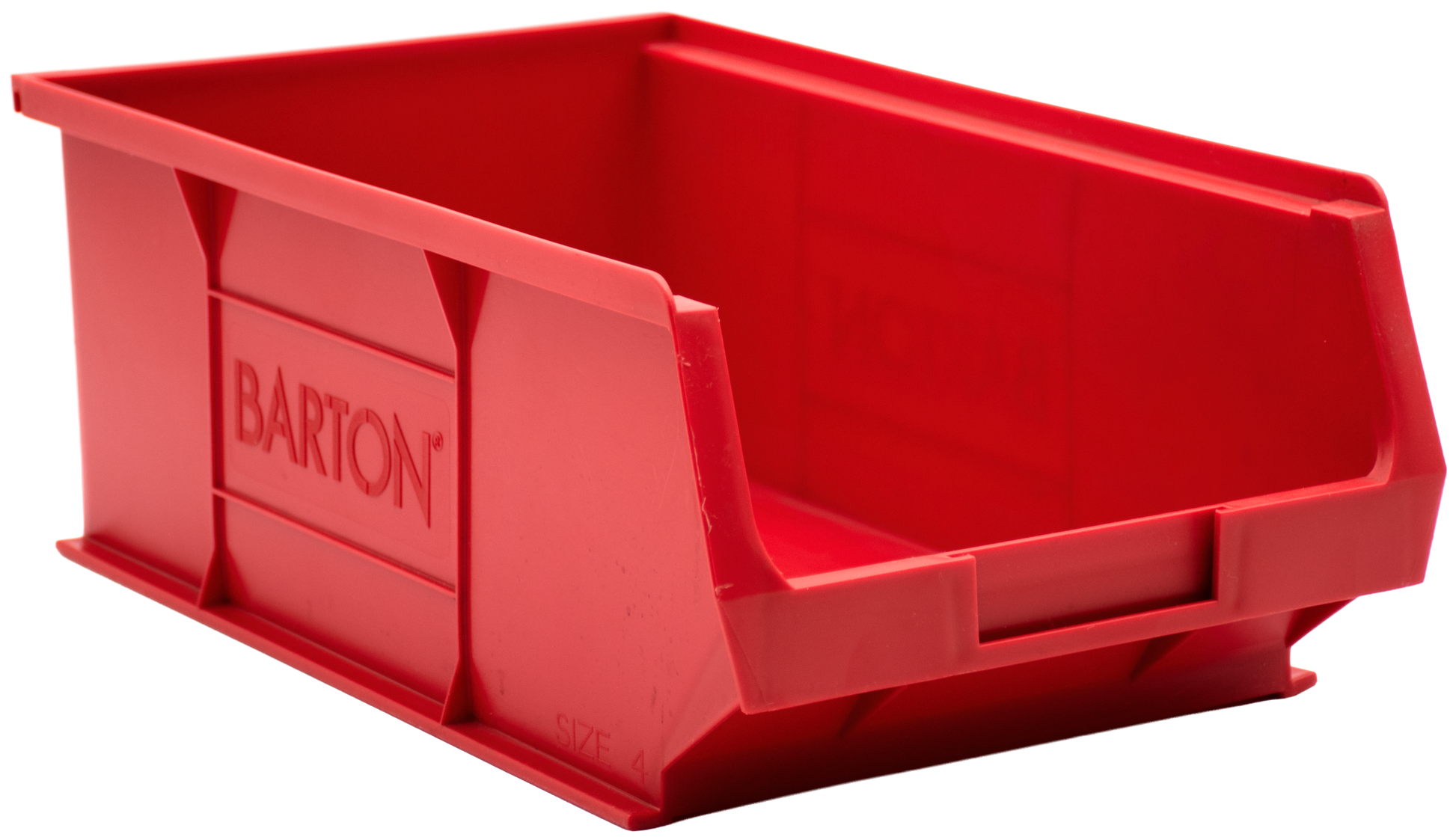 Red TC4 Barton plastic storage bin for warehouse shelving, stock control, and efficient small parts organisation.