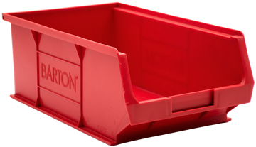 Red TC4 Barton plastic storage bin for warehouse shelving, stock control, and efficient small parts organisation.