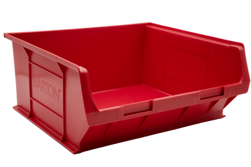 Red Barton TC6 plastic storage bin for organised small parts storage, ideal for warehouse shelving, workshops, and industrial component management.