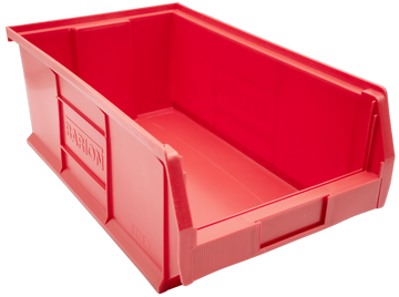 Red Barton TC7 plastic storage bin for industrial small parts storage, ideal for organising components, fixings, and stock on warehouse shelving systems.