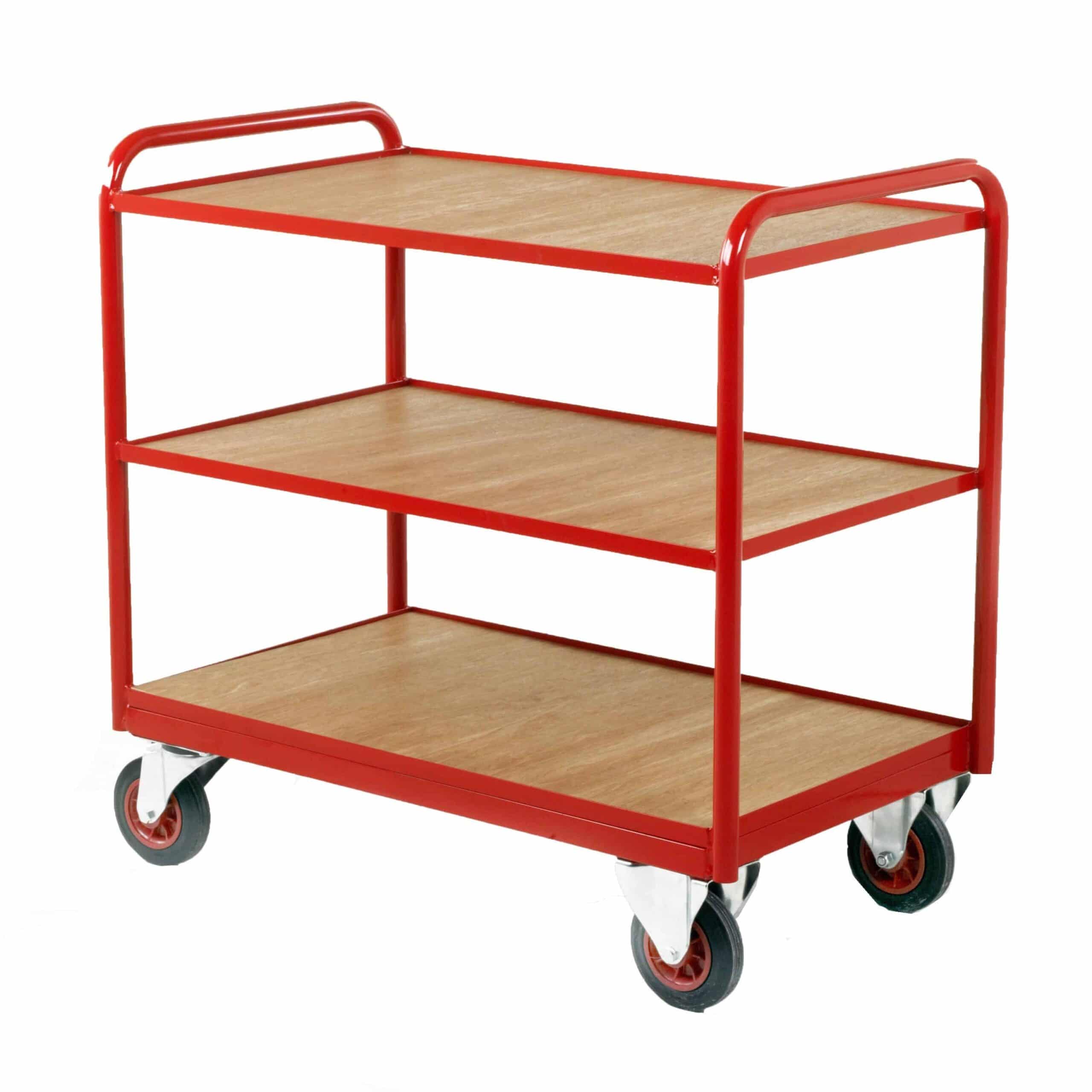 Industrial Tray Trolley with 3 Timber Panels