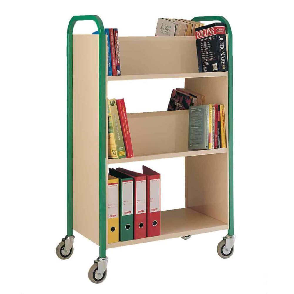 Three Shelf Double Sided Book Trolley