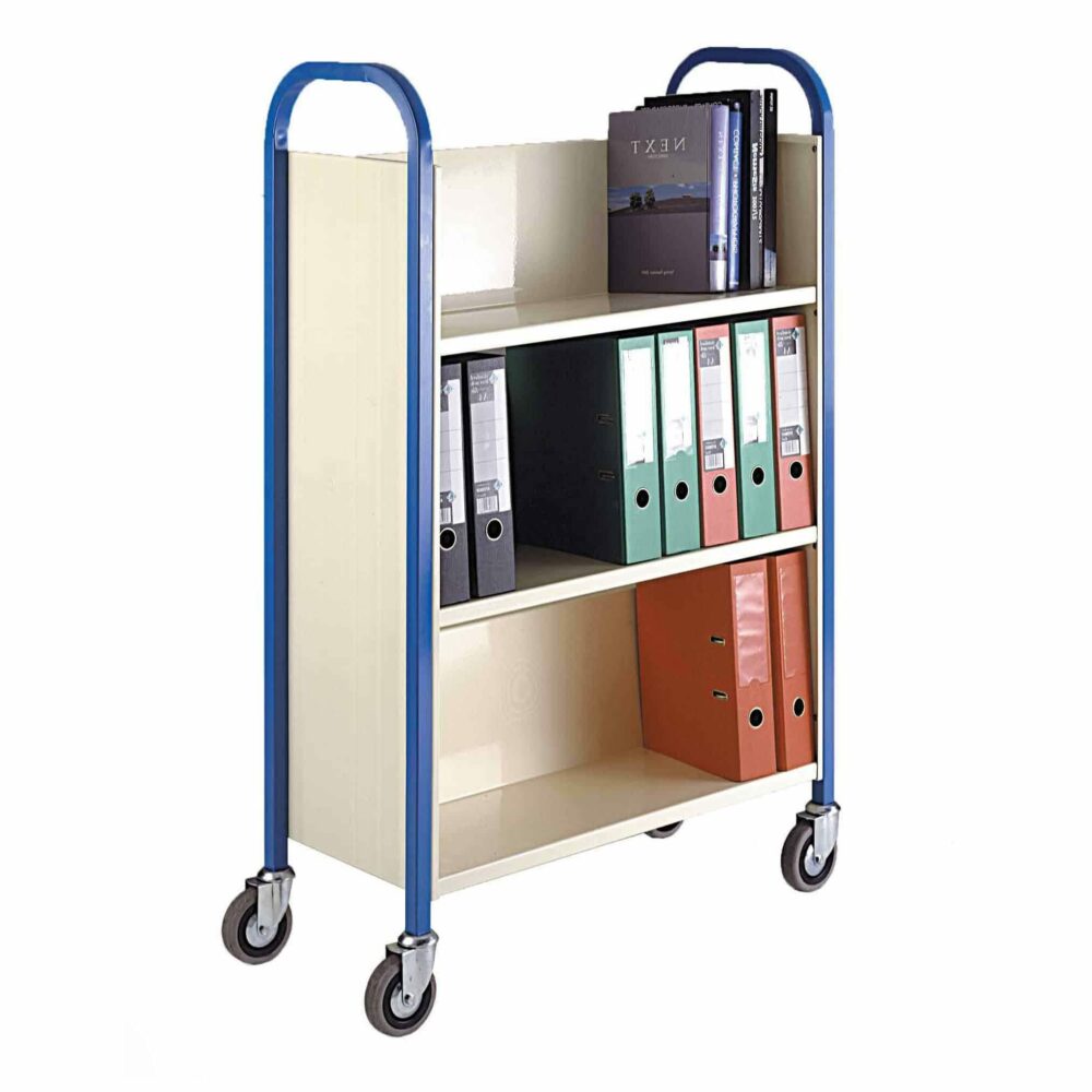 Three Shelf Single Sided Book Trolley