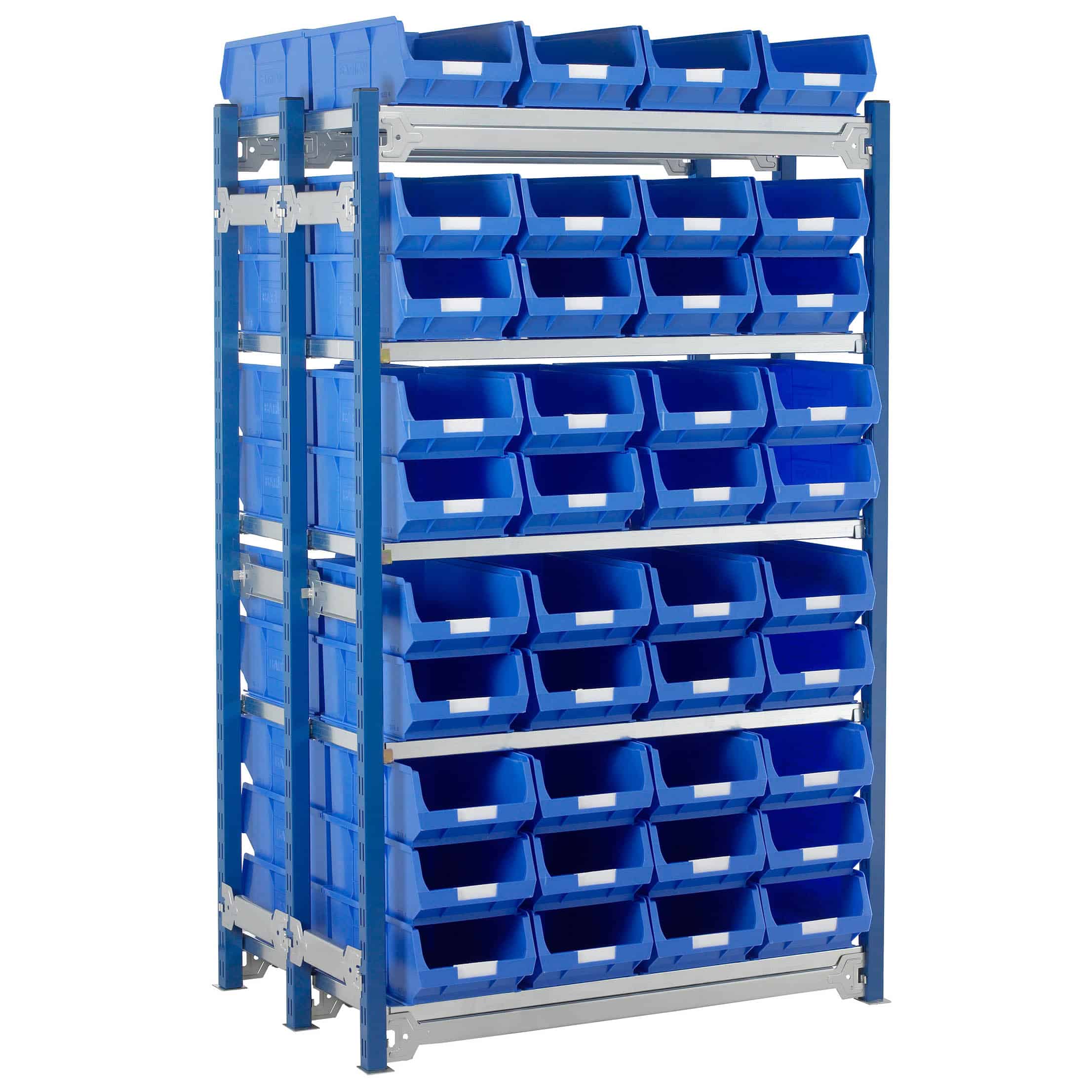 Toprax Shelving Double Bay with 80 TC4 Bins