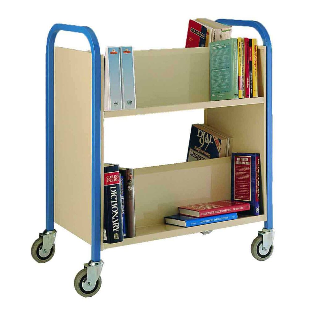 Two Shelf Double Sided Book Trolley