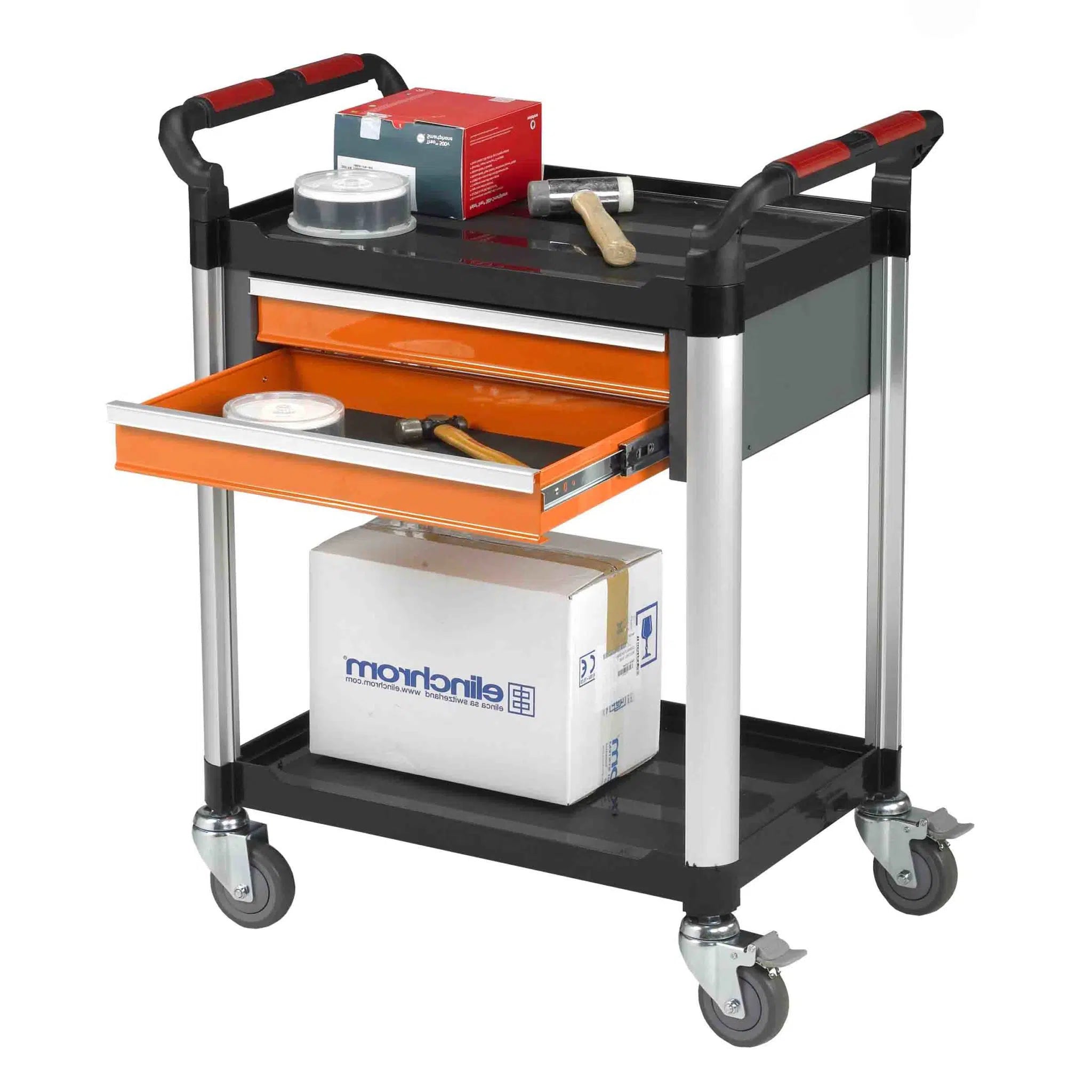 2 Shelf Utility Trolley with 2 Drawers