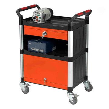 3 Shelf Trolley with Drawer and Cabinet