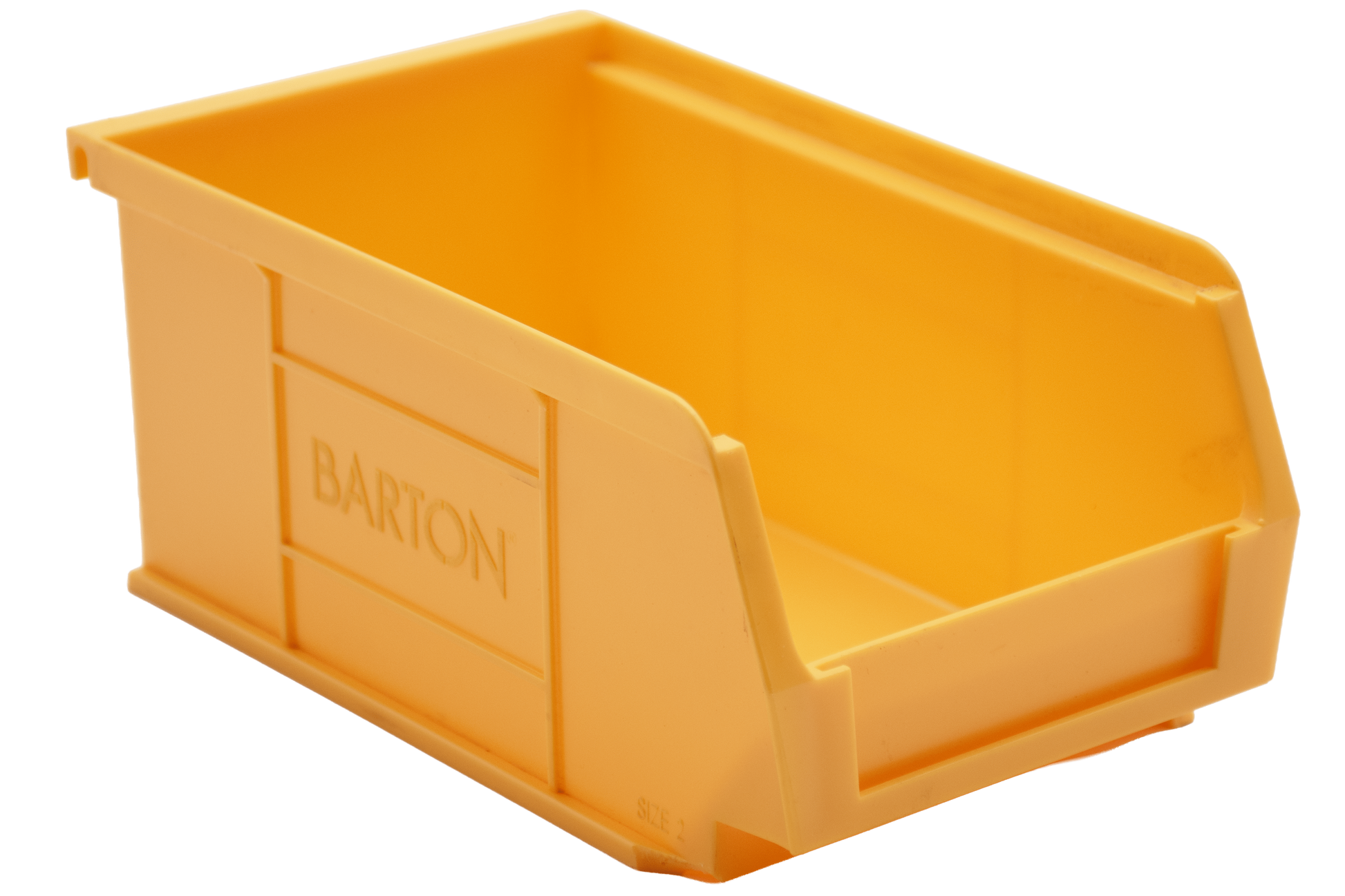 Yellow Barton TC2 storage bin for organising components, fixings, and small parts in industrial shelving.