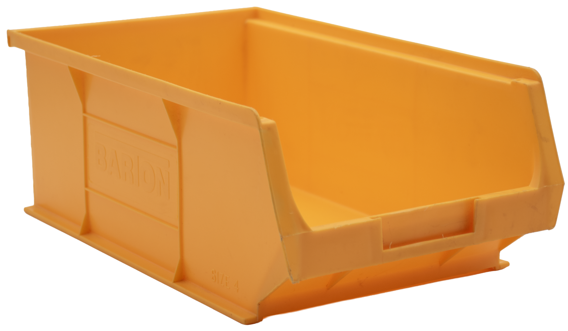 Yellow Barton TC4 plastic storage bin designed to improve stock control and organise components, screws, and fixings on shelving and louvred panels.