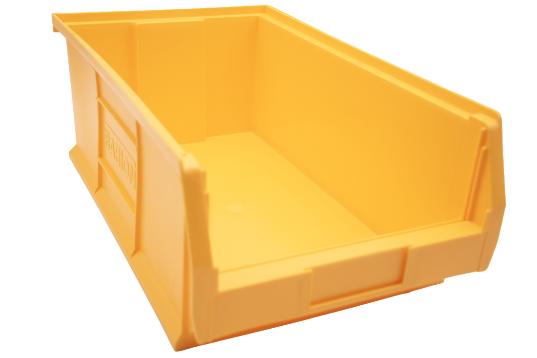 Red Barton TC7 plastic storage bin for industrial small parts storage, ideal for organising components, fixings, and stock on warehouse shelving systems.